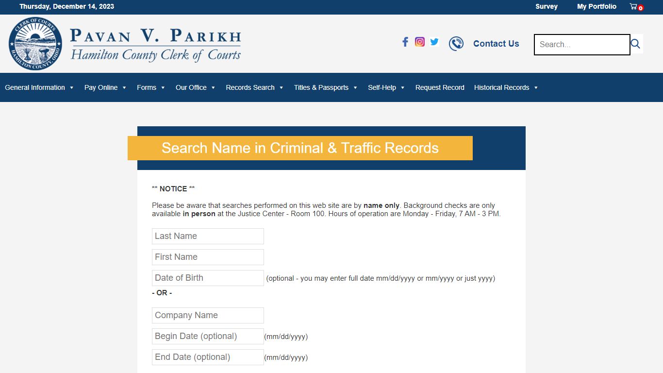 Search Name in Criminal & Traffic Records – Hamilton County Clerk of Courts